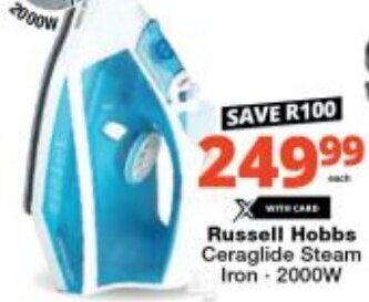 Checkers Russell Hobbs Ceraglide Steam Iron - 2000W offer