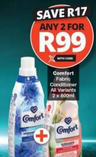 Checkers Comfort Fabric Conditioner All Variants 2 x 800ml offer