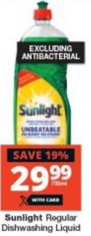 Checkers Sunlight Regular Dishwashing Liquid offer
