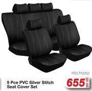 AutoZone 9 pce pvc silver stitch seat cover set fed.ty2253-per set offer
