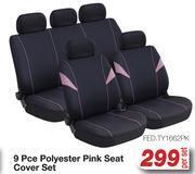 AutoZone 9 pce polyester pink seat cover set fed.ty1662pk-per set offer