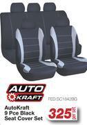 AutoZone Auto kraft 9 pce black seat cover set fed.sc1842bg-per set offer