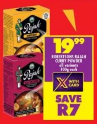 Shoprite ROBERTSONS RAJAH CURRY POWDER all variants 100g each offer