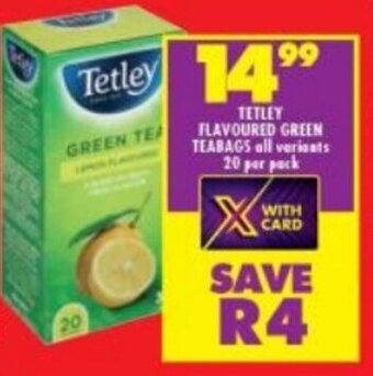 Shoprite TETLEY FLAVOURED GREEN TEABAGS all variants 20 per pack offer