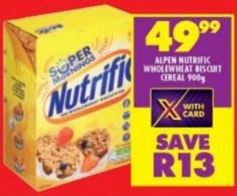 Shoprite ALPEN NUTRIFIC WHOLEWHEAT BISCUIT CEREAL 900g offer