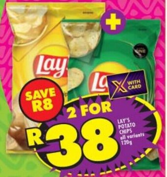 Shoprite LAY'S POTATO CHIPS all variants 120g offer