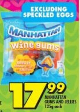 Shoprite MANHATTAN GUMS AND JELLIES 125g each offer