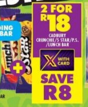Shoprite CADBURY CRUNCHIE/S STAR/P.S. /LUNCH BAR offer