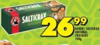 Shoprite BAKERS SALTICRAX ORIGINAL CRACKERS 200g offer
