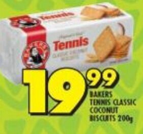 Shoprite BAKERS TENNIS CLASSIC COCONUT BISCUITS 200g offer