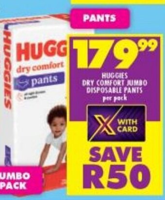 Shoprite Huggies Dry Comfort Jumbo Disposable Pants per pack offer