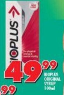 Shoprite BIOPLUS ORIGINAL SYRUP 100ml offer