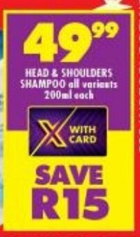 HEAD & SHOULDERS SHAMPOO all variants 200ml each