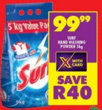 Shoprite SURF HAND WASHING POWDER 5kg offer
