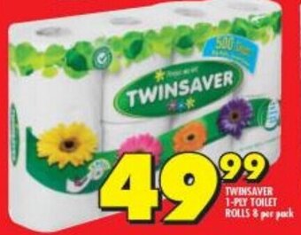 Shoprite TWINSAVER 1-PLY TOILET ROLLS 8 per pack offer