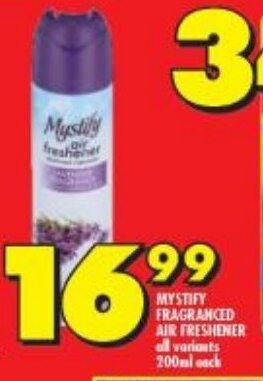 Shoprite MYSTIFY FRAGRANCED AIR FRESHENER all variants 200ml each offer