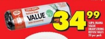 Shoprite SUPA MAMA VALUE DRAWSTRING REFUSE BAGS 20 per pack offer