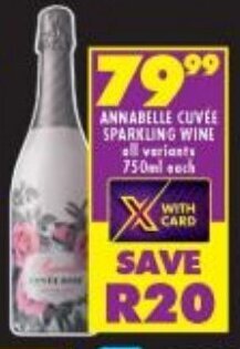 Shoprite ANNABELLE CUVEE SPARKLING WINE all variants 750ml each offer