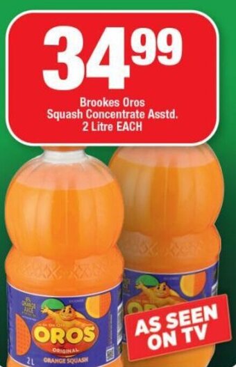 Brookes Oros Squash Concentrate Asstd. 2 Litre EACH