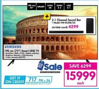 Makro SAMSUNG 190 cm (75") Smart UHD offer