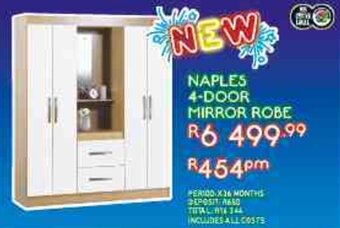 Best Home And Electric NAPLES 4-DOOR MIRROR ROBE offer
