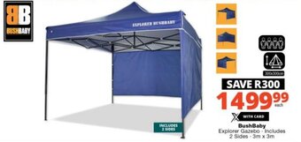 Checkers Bush Baby Explorer Gazebo. Includes 2 Sides - 3m x 3m offer