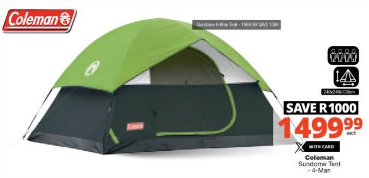 Coleman Sundome Tent 4Man offer at Checkers