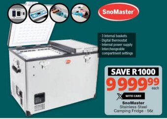 SnoMaster Stainless Steel Camping Fridge. 56L