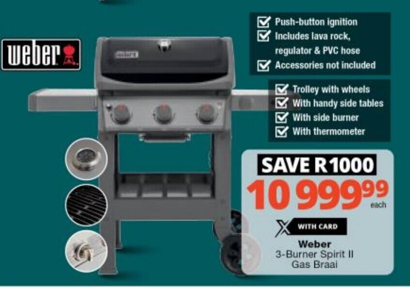 er 3Burner Spirit II Gas Braai offer at Checkers