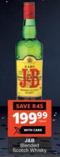 Checkers J&B Blended Scotch Whisky offer