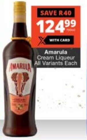 Checkers Amarula Cream Liqueur All Variants Each offer