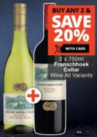 Checkers 2 x 750ml Franschhoek Cellar Wine All Variants offer