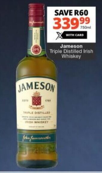 Checkers Jameson Triple Distilled Irish Whiskey offer