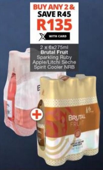 Checkers 2 x 6x275ml Brutal Fruit Sparkling Ruby Apple/Litchi Sèche Spirit Cooler NRB offer