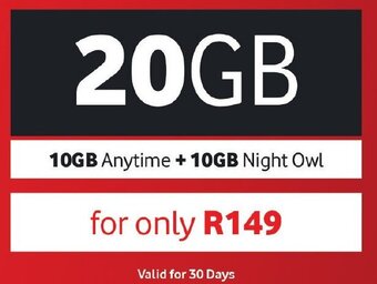 Pick n Pay 20GB 10GB Anytime + 10GB Night Owl offer
