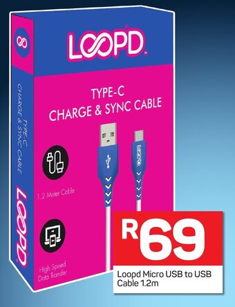 Pick n Pay Loopd Micro USB to USB Cable 1.2m offer