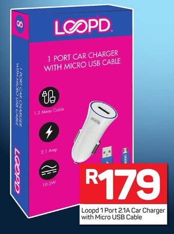 Pick n Pay Loopd 1 Port 2.1A Car Charger with Micro USB Cable offer