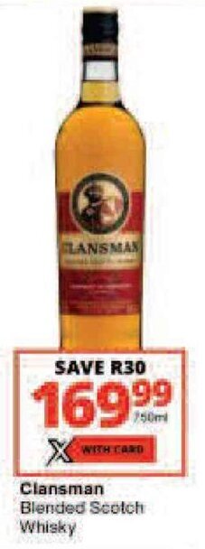 Checkers Clansman Blended Scotch Whisky offer