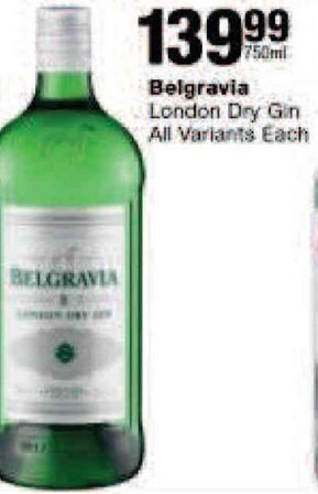 Belgravia London Dry Gin All Variants Each