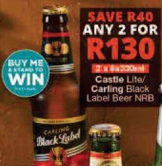 Checkers Castle Lite/ Carling Black Label Beer NAB offer