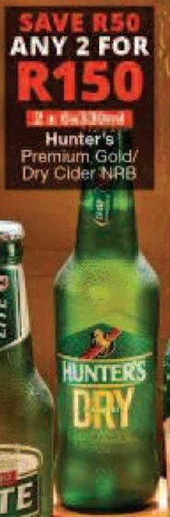 Checkers Hunter's Premium Gold/ Dry Cider NRB offer