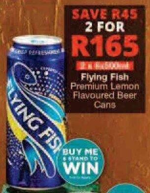 Checkers Flying Fish Premium Lemon Flavoured Beer Cans offer