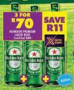 Shoprite Heinkein premium lager beer-for 3 x 650ml offer