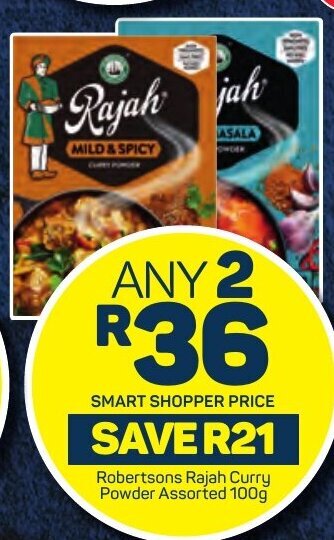 Pick n Pay Robertsons Rajah Curry Powder Assorted 100g offer