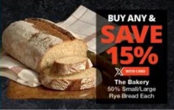Checkers The Bakery 50% Small/Large Rye Bread Each offer