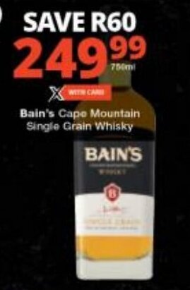 Checkers Bain's Cape Mountain Single Grain Whisky offer