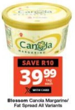 Checkers Blossom Canola Margarine/ Fat Spread All Variants offer