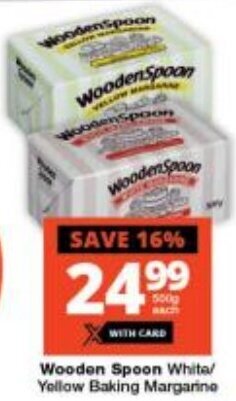 Checkers Wooden Spoon White/ Yellow Baking Margarine offer