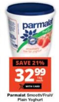 Checkers Parmalat Smooth/Fruit/ Plain Yoghurt offer