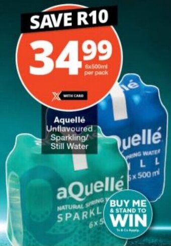 Checkers Aquellé Unflavoured Sparkling/ Still Water offer